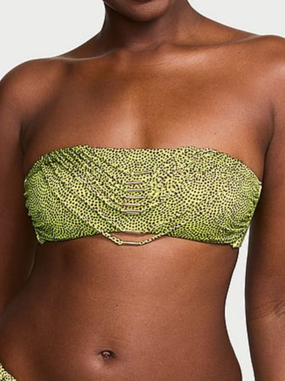 Victoria's Secret Limelight Green Polka-Dot Bandeau Swim Top